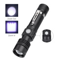 Portable Mini T6 LED Aluminum alloy  USB Charging Waterproof Zoomable Glare Flashlight with Clip